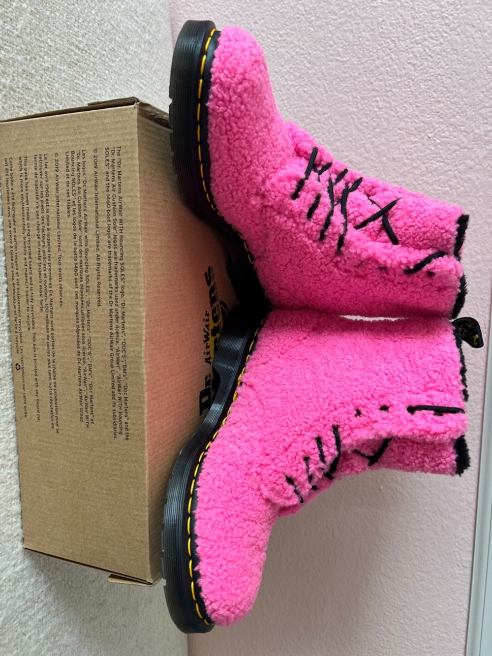 🪩NWT🪩 Dr. Martens - 1460 Lux Borg Faux Fur Combat Boots (Clash Pink) Size 8 - Picture 7 of 7